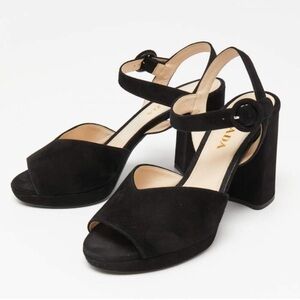 PRADA Black Suede Block Heel Open Toe Sandals (brand new!)